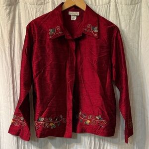 Silk Red Embroidered Jacket
